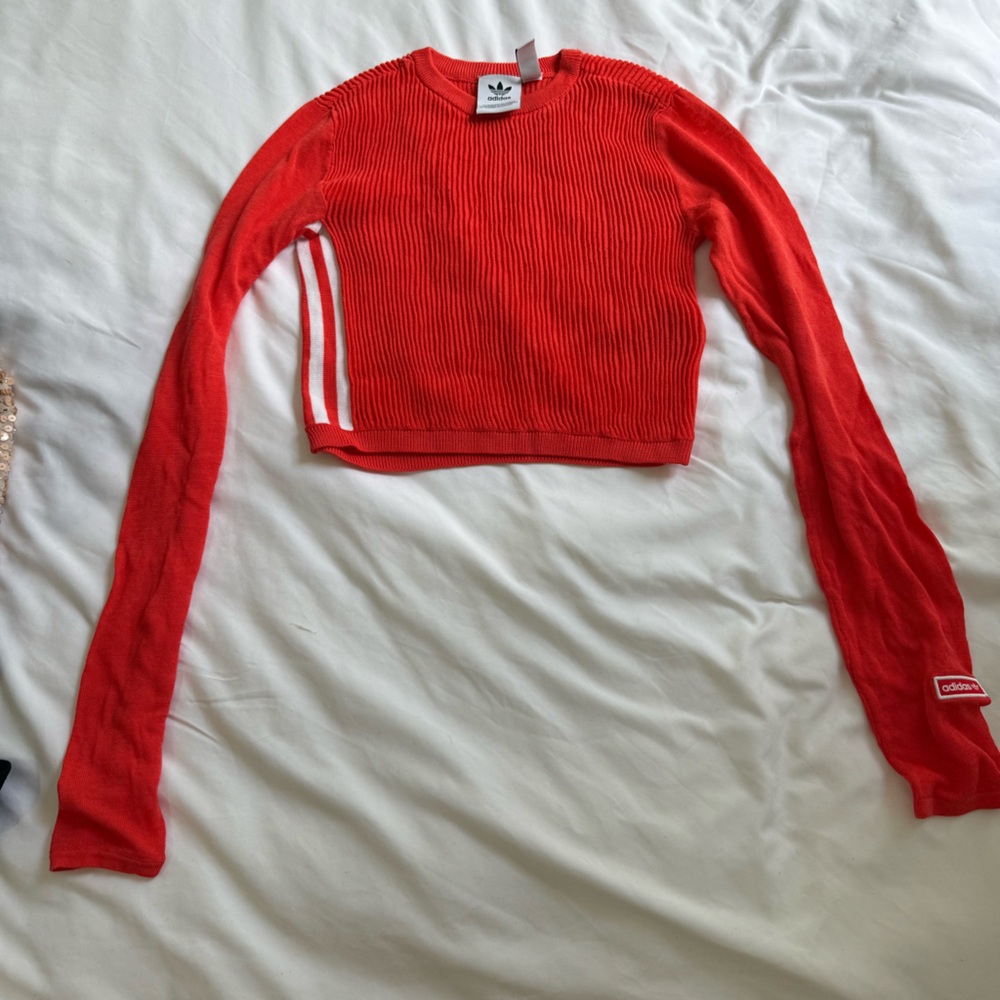 Adidas Red Long Sleeve Sweater crop top